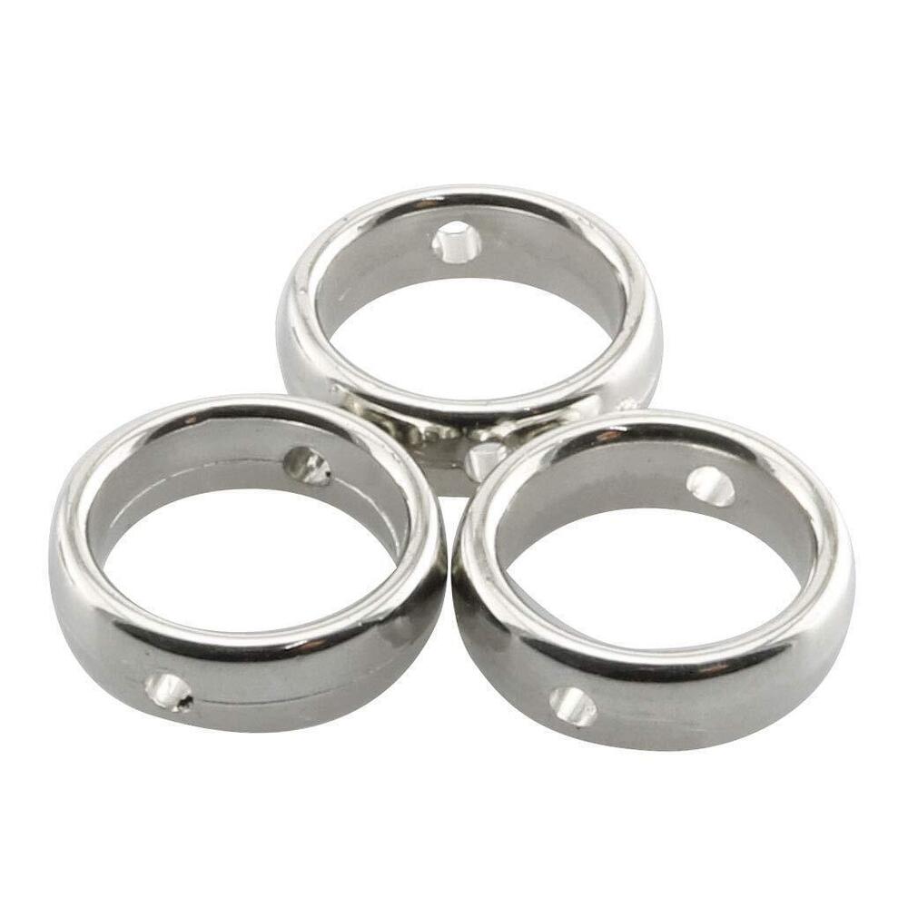 9007 50pcs 6mm Inner Diameter Double Hole Ring Silver Tone Round Bead